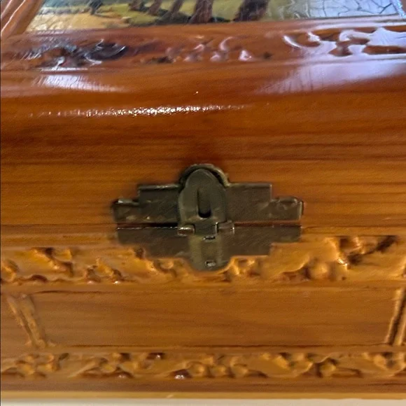 Vintage Cedar Wood Trinket Box, Lake Decoupage (MCM) - Picture 9 of 11